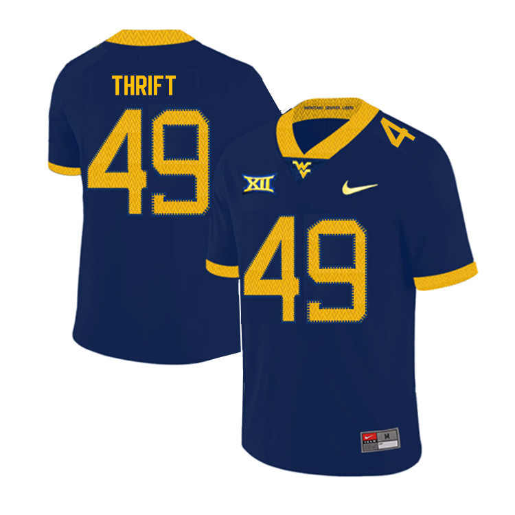 2019 Men #49 Jayvon Thrift West Virginia Mountaineers College Football Jerseys Sale-Navy - Click Image to Close